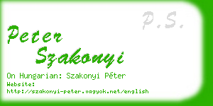 peter szakonyi business card