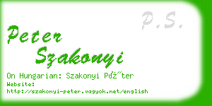 peter szakonyi business card